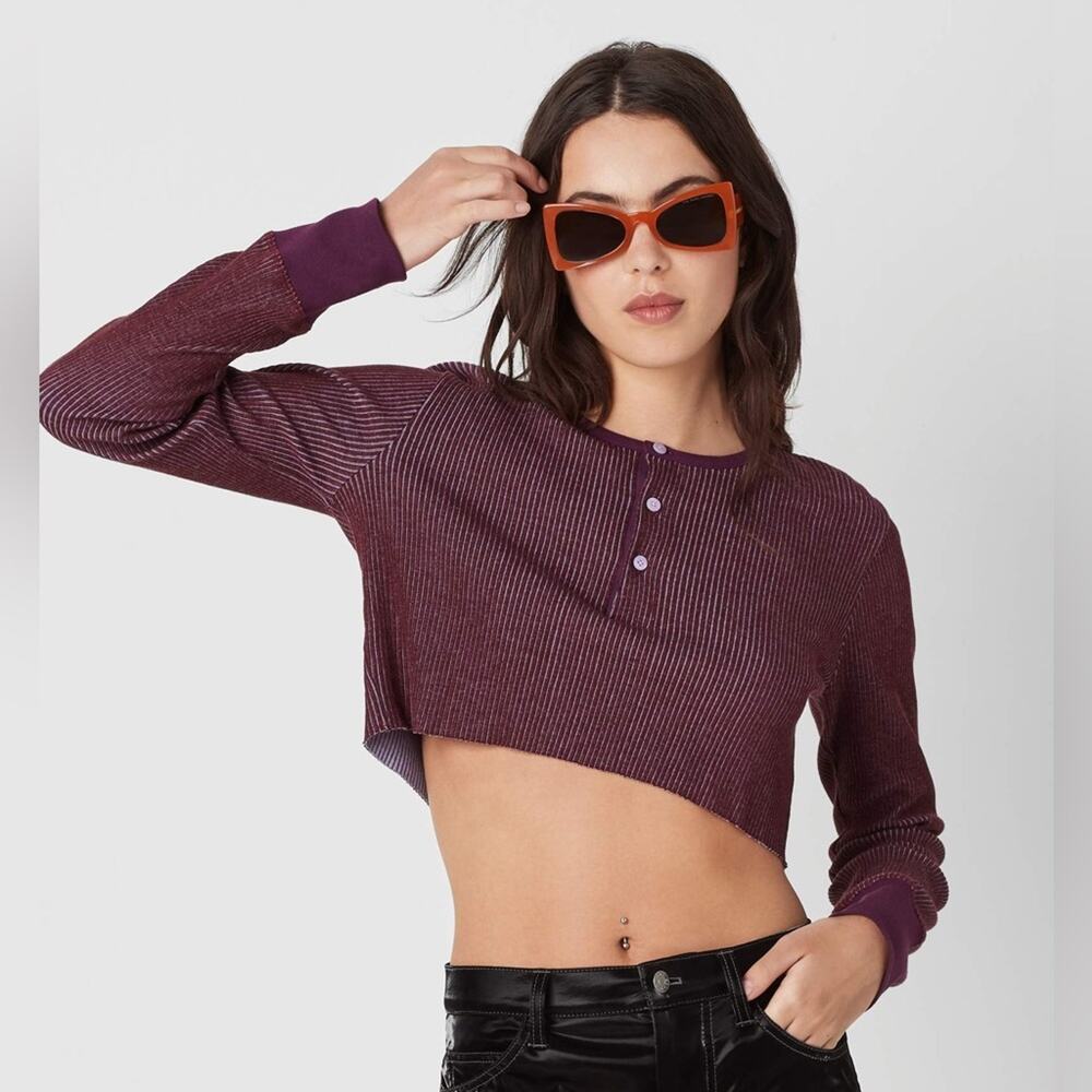 Marc Jacobs cropped‎ ribbed Henley NWT purple